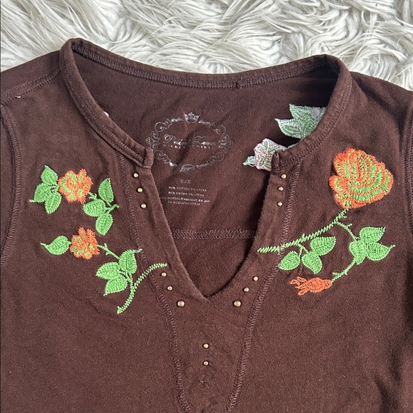 Y2K 2000s Fairycore Brown Long Sleeve Top - Picture 6 of 7